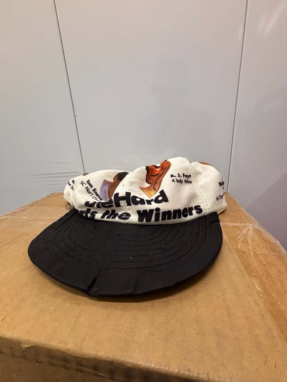 Vntg 1978 DieHard Starts the Winners All Over Print Racing Snapback Hat